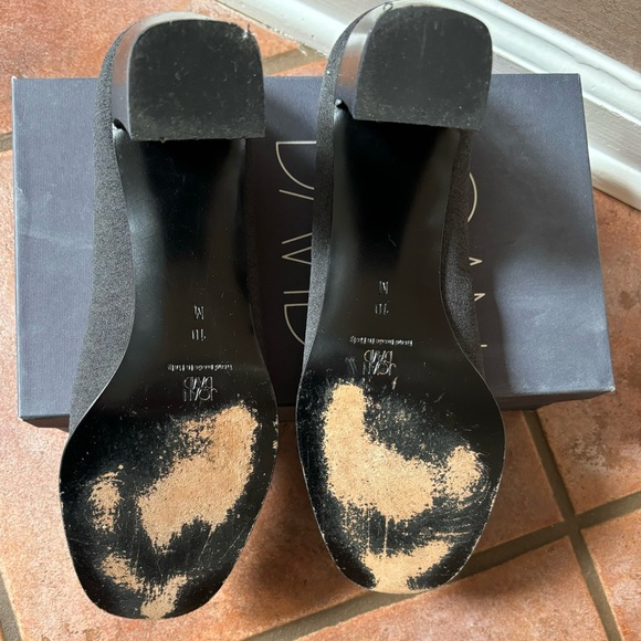 Joan & David Stretch Curve Nastro Gray Block Heel Pumps, Size 10 - Picture 4 of 5